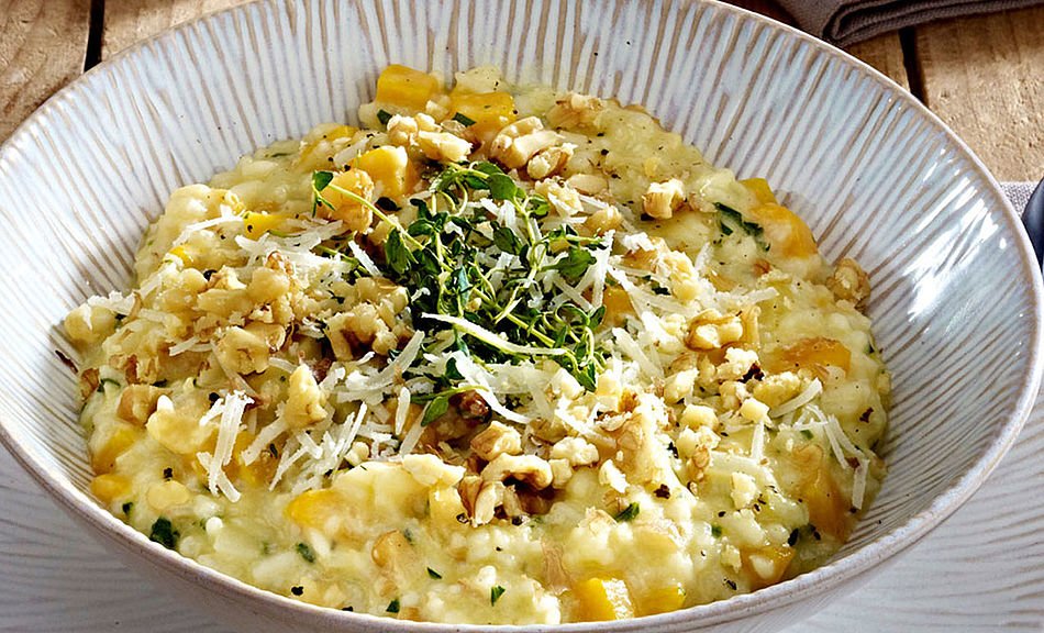 Kürbis-Risotto mit Walnüssen