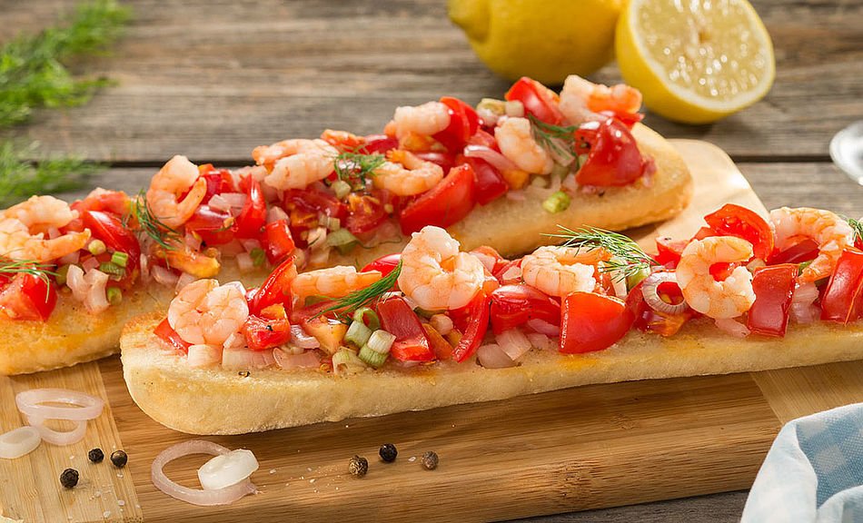 Knoblauch Brot mit Shrimps